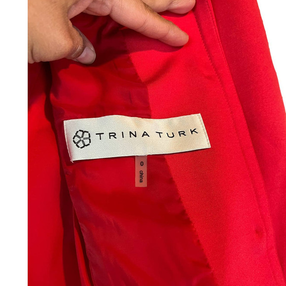 Trina Turk Red Jacket, Coat - Picture 9 of 10